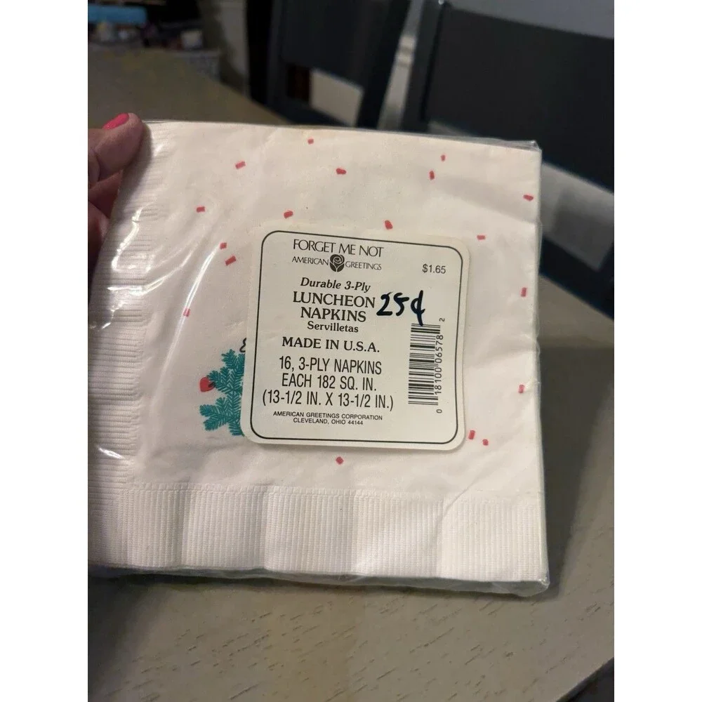 CHRISTMAS THEMED AMERICAN GREETINGS LUNCHEON NAPKINS NOS  13.5” - UNOPENED - 2pk